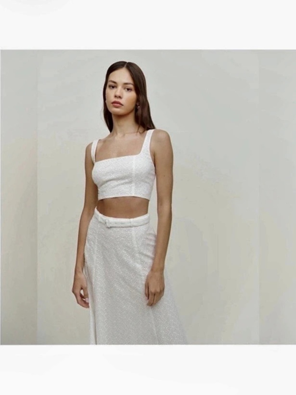 Reformation Cole Two Piece White Midi Skirt